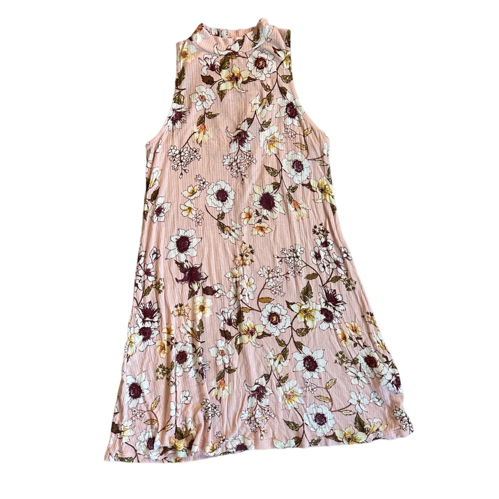 Art Class Girls Floral Dress with High Neck and Lace Up Back